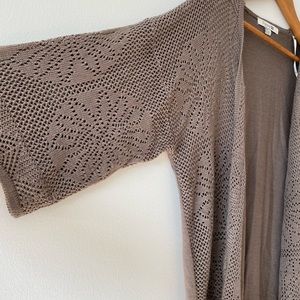 Forever 21 Crochet Gray Kimono Cardigan